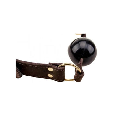 Elegant Nubuck Leather Solid Ball Gag featuring a non-smelling silicone rubber ball for a sophisticated bondage experience.